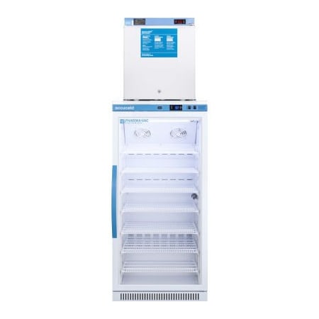 Summit Appliance Div. Accucold Vaccine Refrigerator/Freezer Combination, 9.4 CuFt, 23-3/8"W x 24-3/8"D x73.5"H, Glass Door ARG8PV-FS24LSTACKMED2